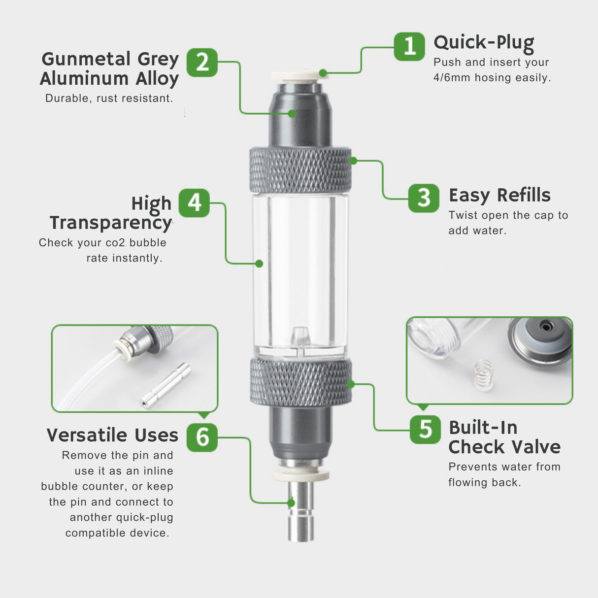 Wyin Aqua Quick Plug CO₂ Bubble Counter