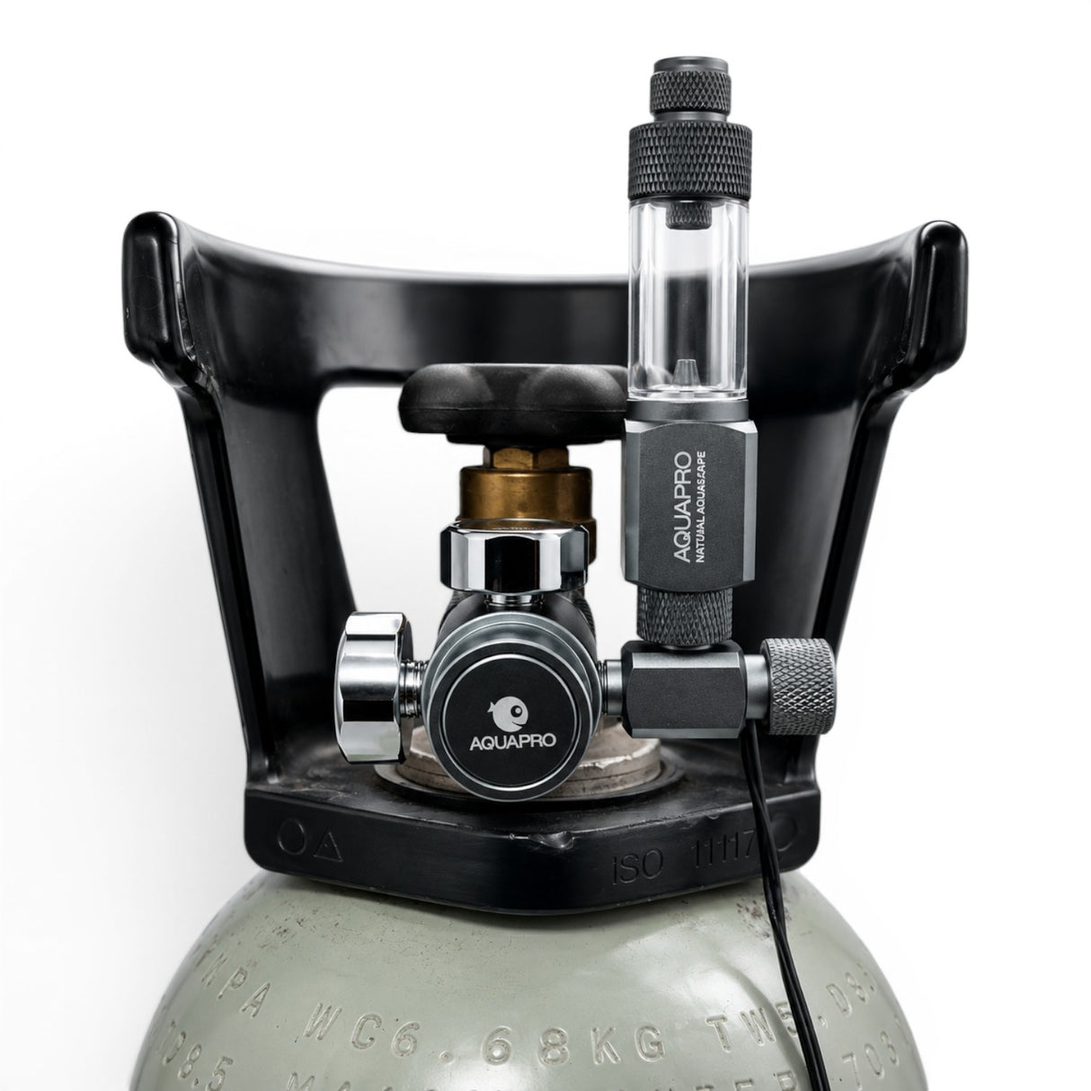 Aquapro Single Stage Compact CO2 Regulator showing the working pressure gauge and precision needle valve - The Aquascape Shop