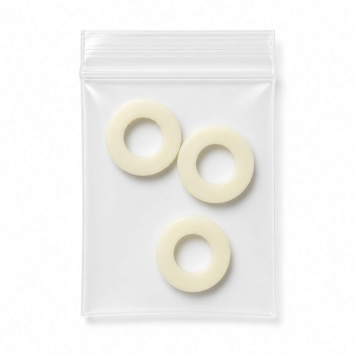Nylon CO₂ washer 3-pack in resealable bag for SodaStream CO₂ adapter
