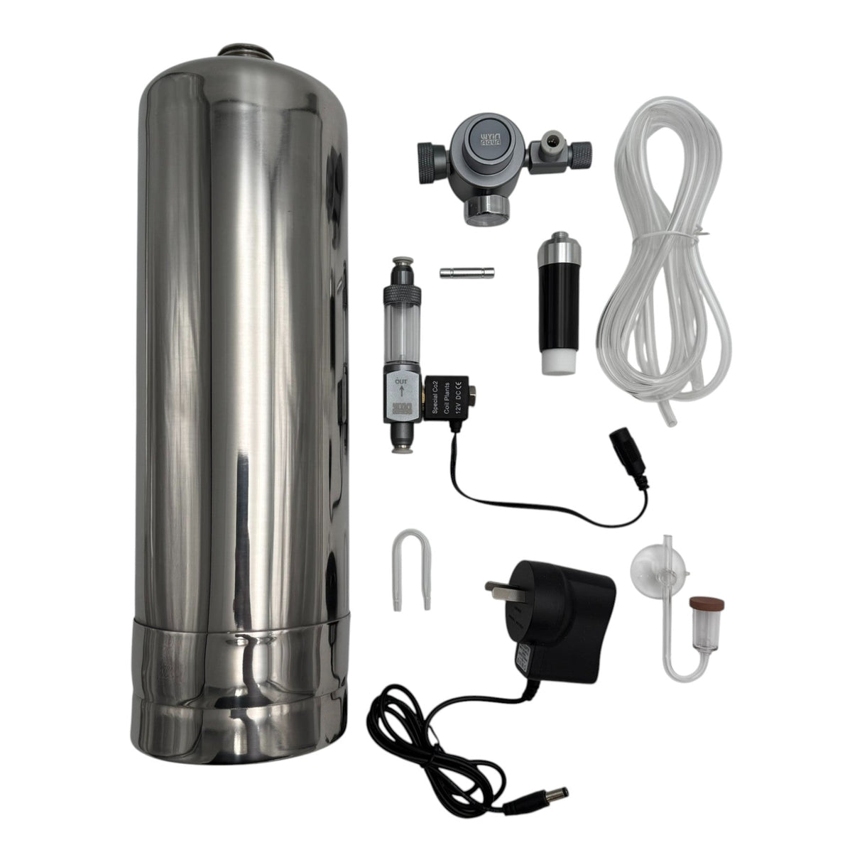 Wyin Aqua Citric Acid CO₂ System – Stainless Steel 2L Complete Kit with Regulator, Solenoid & Diffuser - The Aquascape Shop