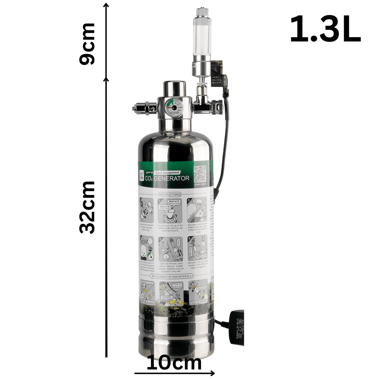 DIY Stainless Steel Co2 Generator 1.3L - Dimensions