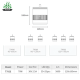 WEEK AQUA T70SE WRGB DIMENSIONS