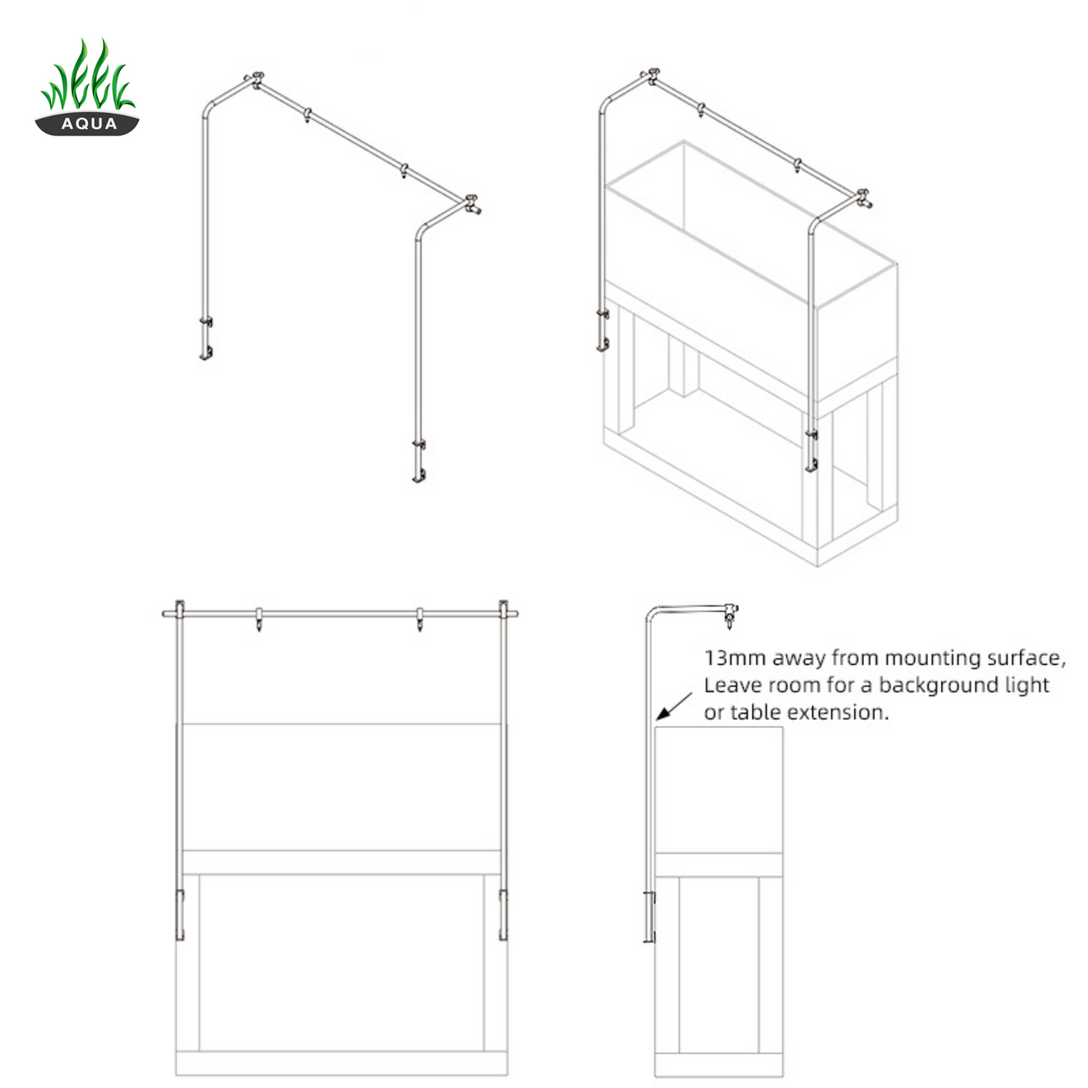 Week Aqua Back-Mount Aquarium Cabinet Light Stand