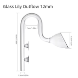Aquapro glass lily outlet 12/16mm dimensions: 18cm tall, 13mm tube, 5.6cm lily bell