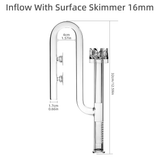 Aquapro glass skimmer inlet 16/22mm dimensions: 32cm tall, 17mm tube, 4cm U-bend