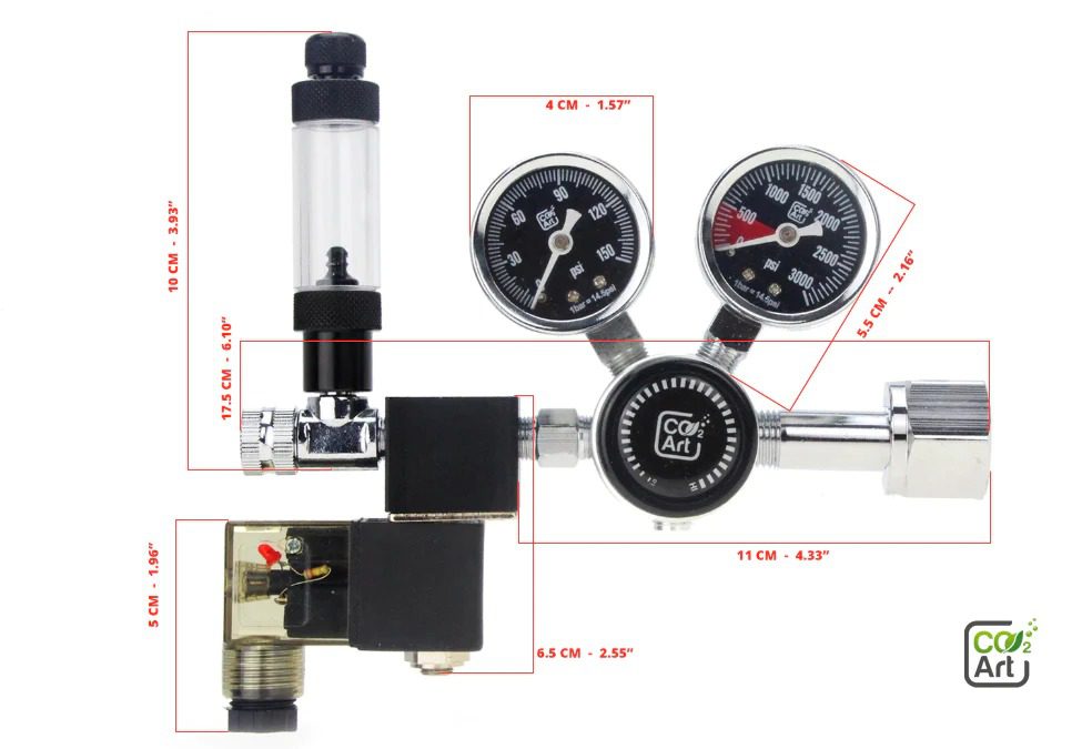 Co2 Art PRO - SE Series - Aquarium CO2 Dual Stage Regulator with Integrated Solenoid - The Aquascape Shop