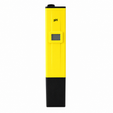 Yellow digital pH pen with LCD screen and black protective cap
