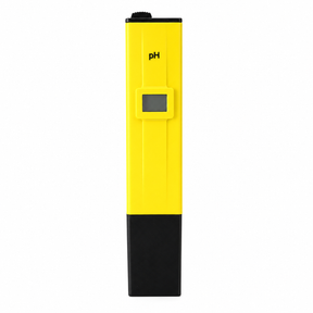 Yellow digital pH pen with LCD screen and black protective cap