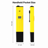 Digital pH pen dimensions: 15.1cm long, 3.1cm wide, 2.0cm deep