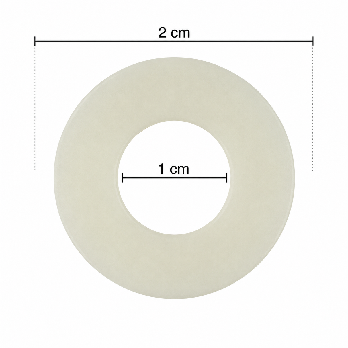 CO₂ nylon washer dimensions — 20mm outer diameter, 10mm inner diameter, for SodaStream adapter