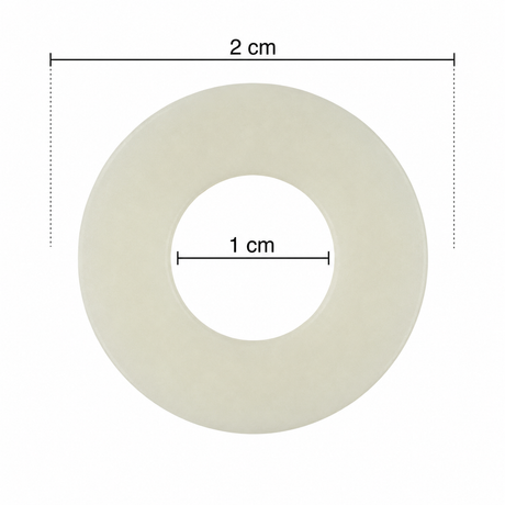 CO₂ nylon washer dimensions — 20mm outer diameter, 10mm inner diameter, for SodaStream adapter