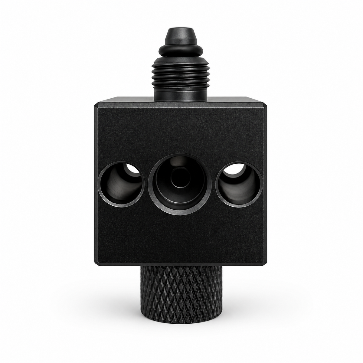 Wyin Aqua modular CO2 manifold block side view showing the extension ports