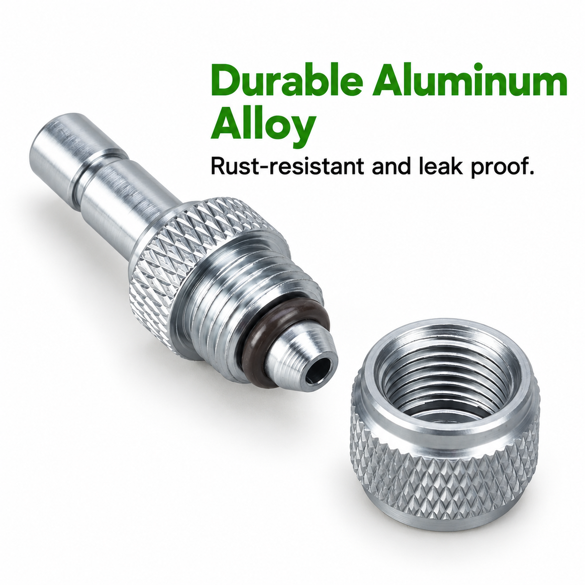 Wyin Aqua quick plug CO2 adapter with M10 thread, O-ring and locking nut in aluminium alloy